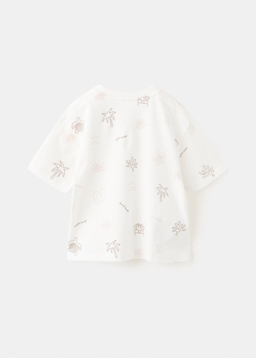 White T-Shirt With Print Details, Baby Boys, Natural White, large image number 2