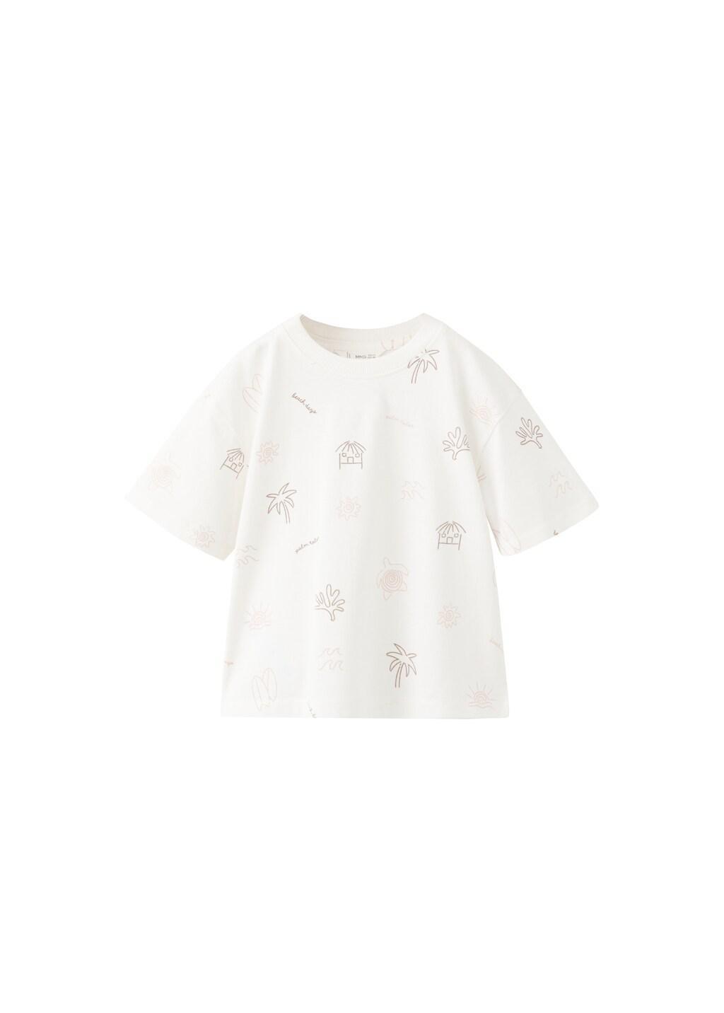 White T-Shirt With Print Details, Baby Boys, Natural White, large image number 4