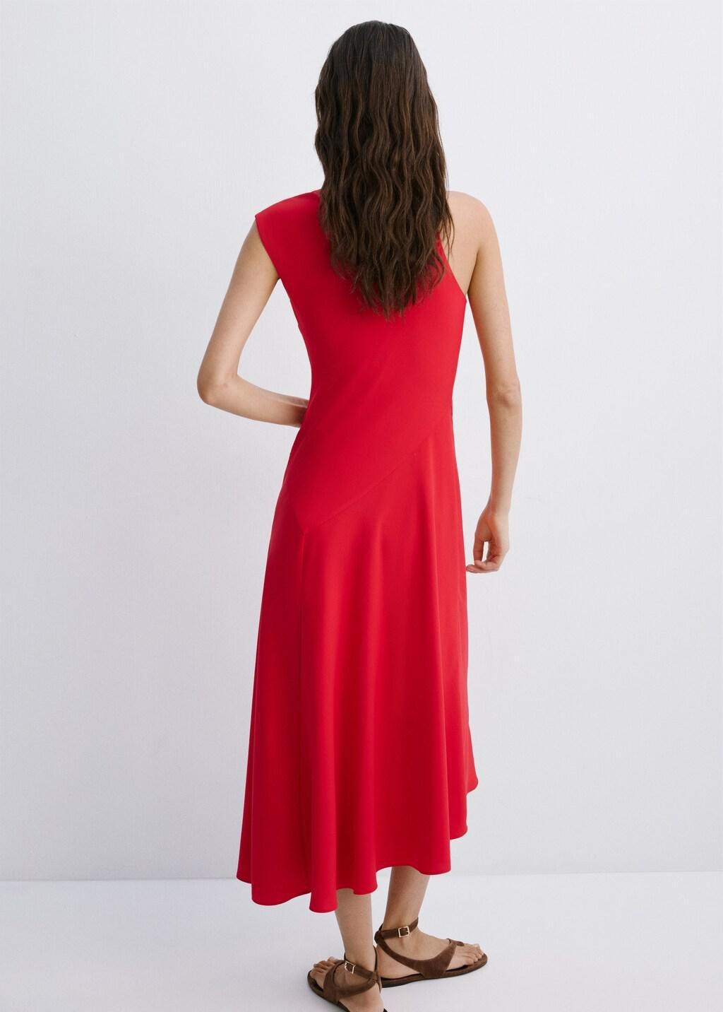 Red Asymmetric Sleeve Midi Dress, 0201_70, large image number 2