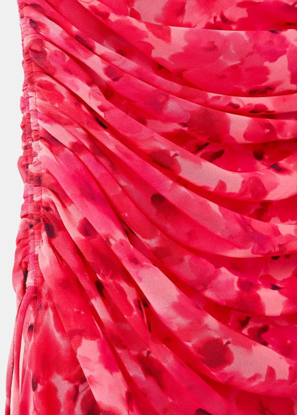 Red Asymmetrical Floral-Print Dress, Red, large image number 1