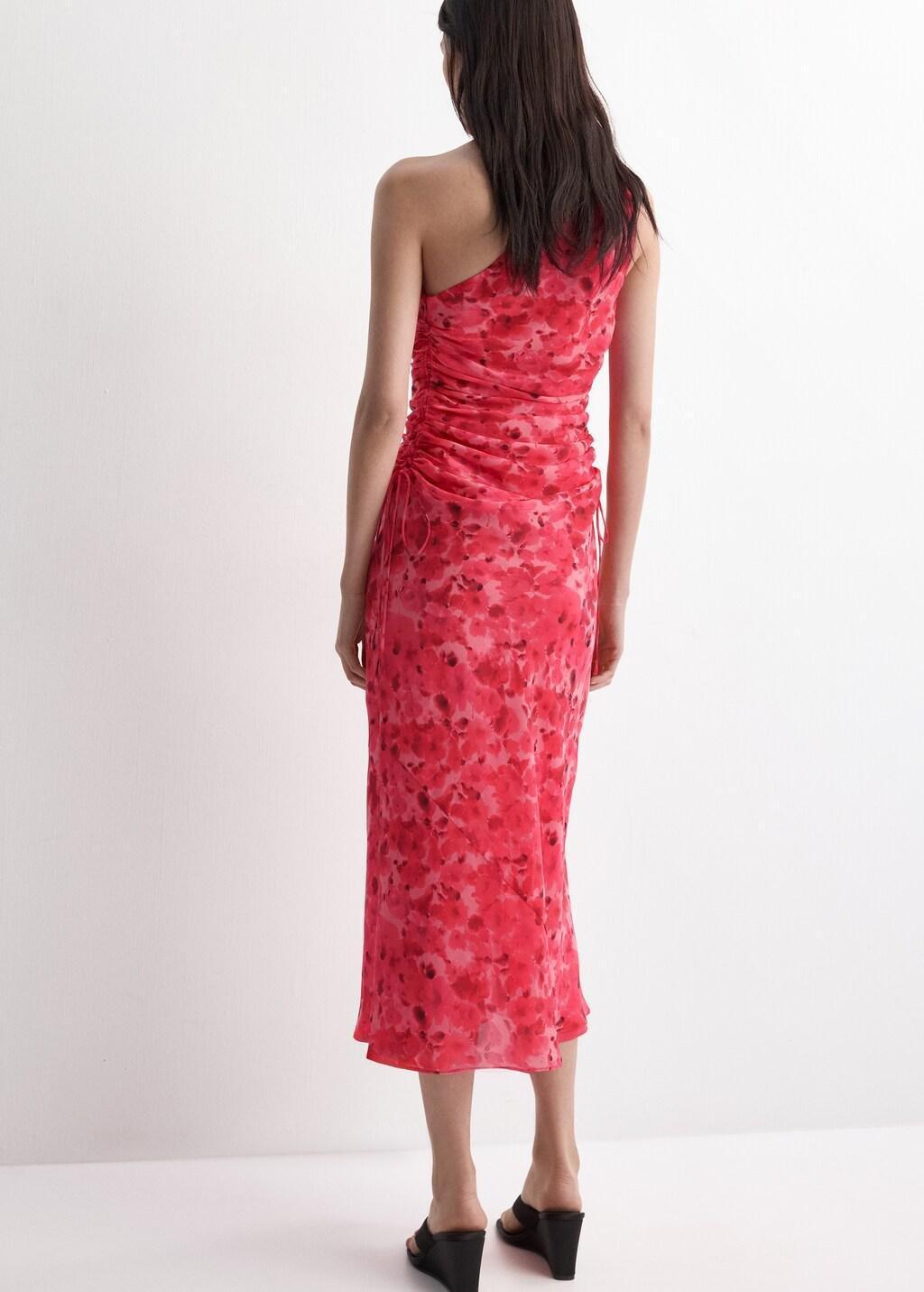 Red Asymmetrical Floral-Print Dress, Red, large image number 2