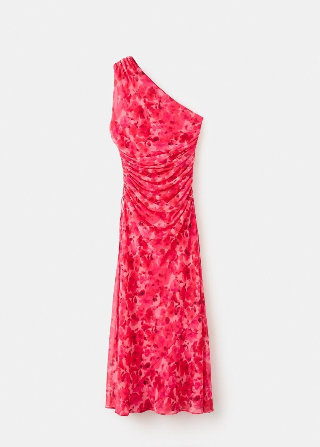 Red Asymmetrical Floral-Print Dress, Red, large image number 7