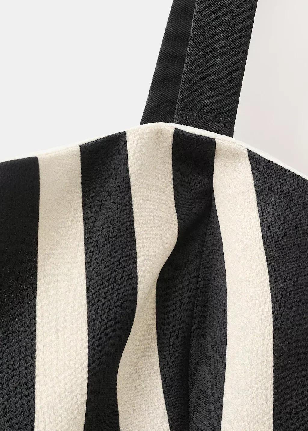 Black Belt Striped Dress, Black, medium
