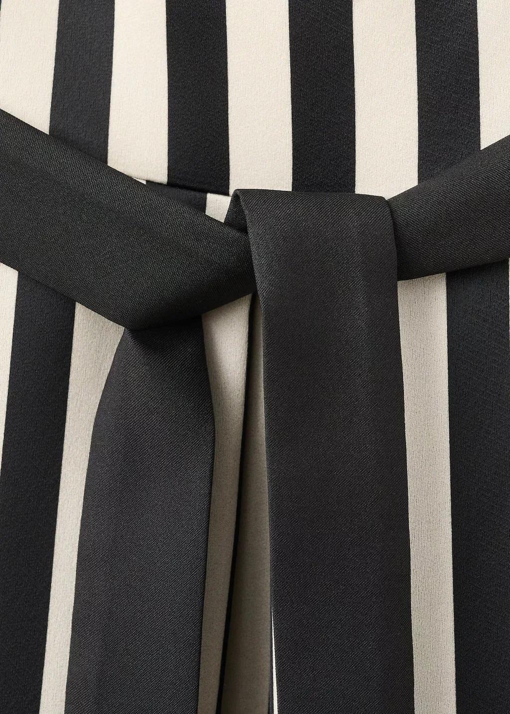 Black Belt Striped Dress, Black, large image number 4