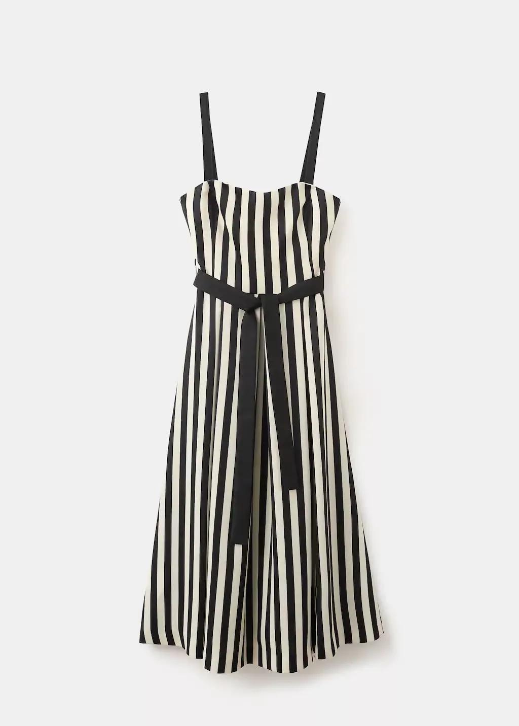 Black Belt Striped Dress, Black, large image number 6