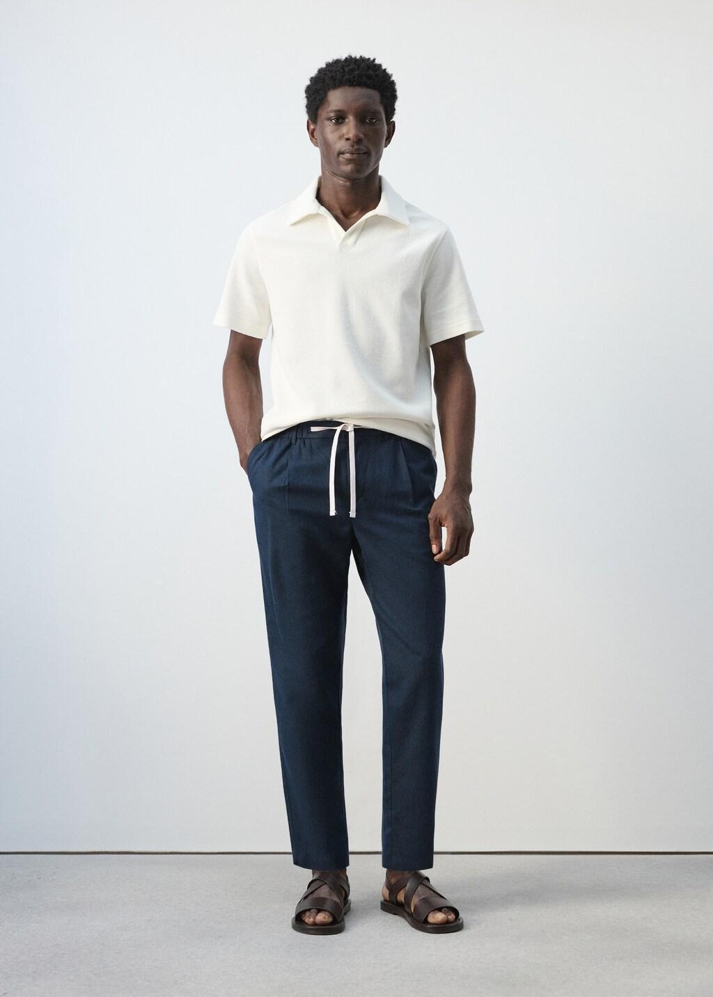 NAVY Slim fit cropped linen-cotton trousers, 0201_56, large image number 0