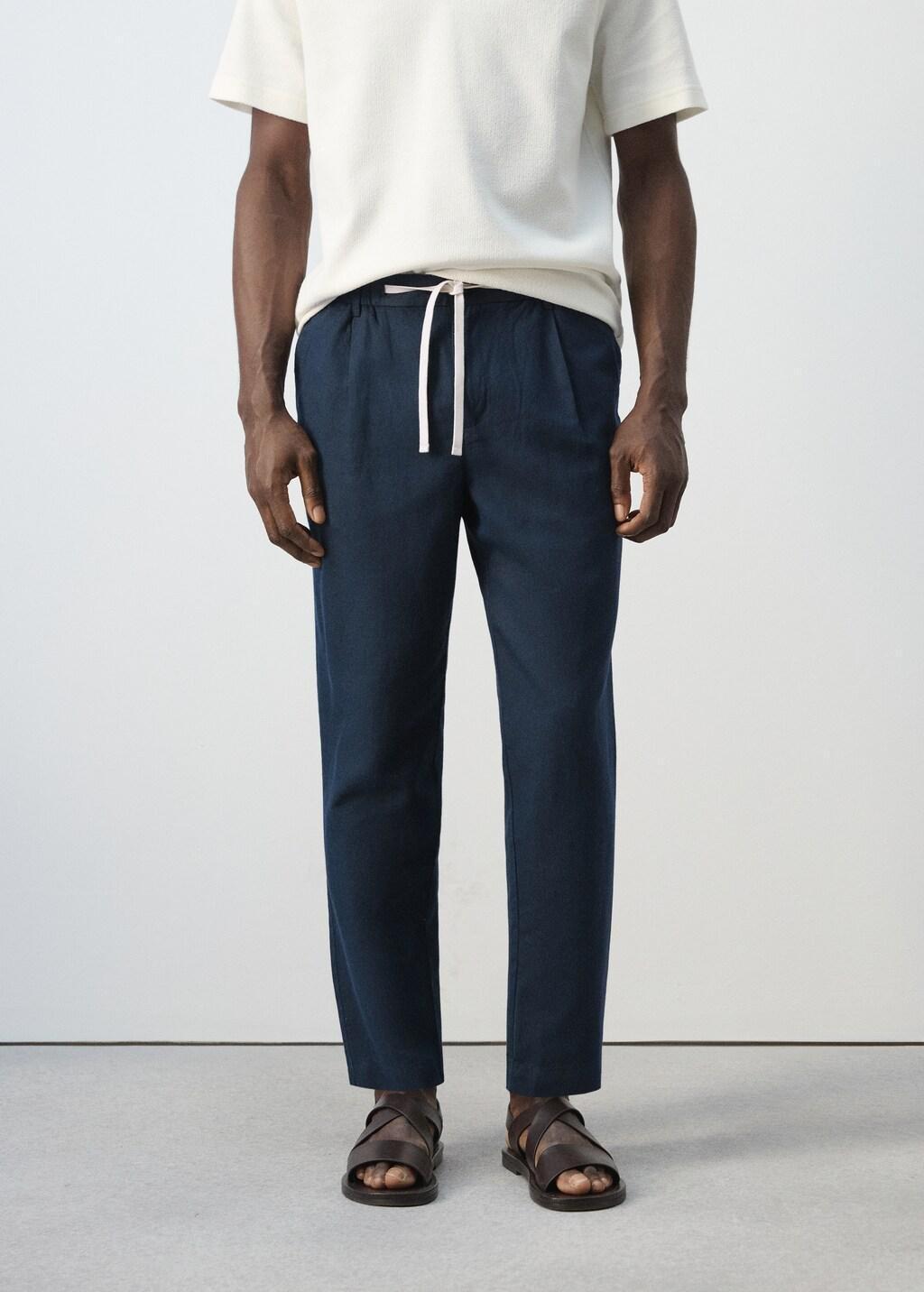 NAVY Slim fit cropped linen-cotton trousers, 0201_56, large image number 3