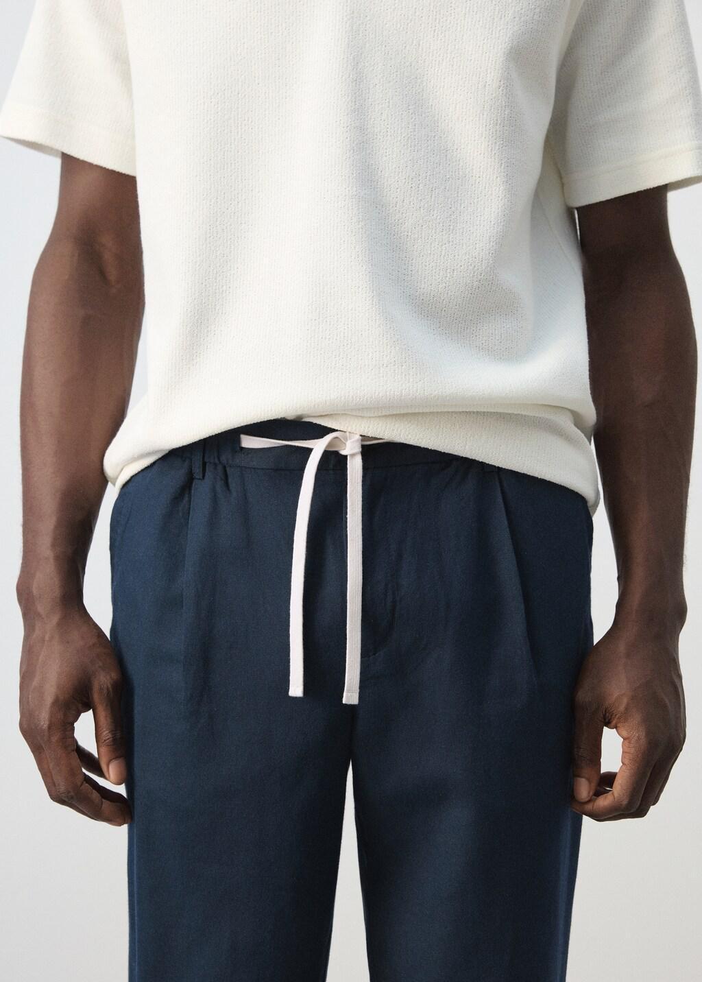 NAVY Slim fit cropped linen-cotton trousers, 0201_56, large image number 4
