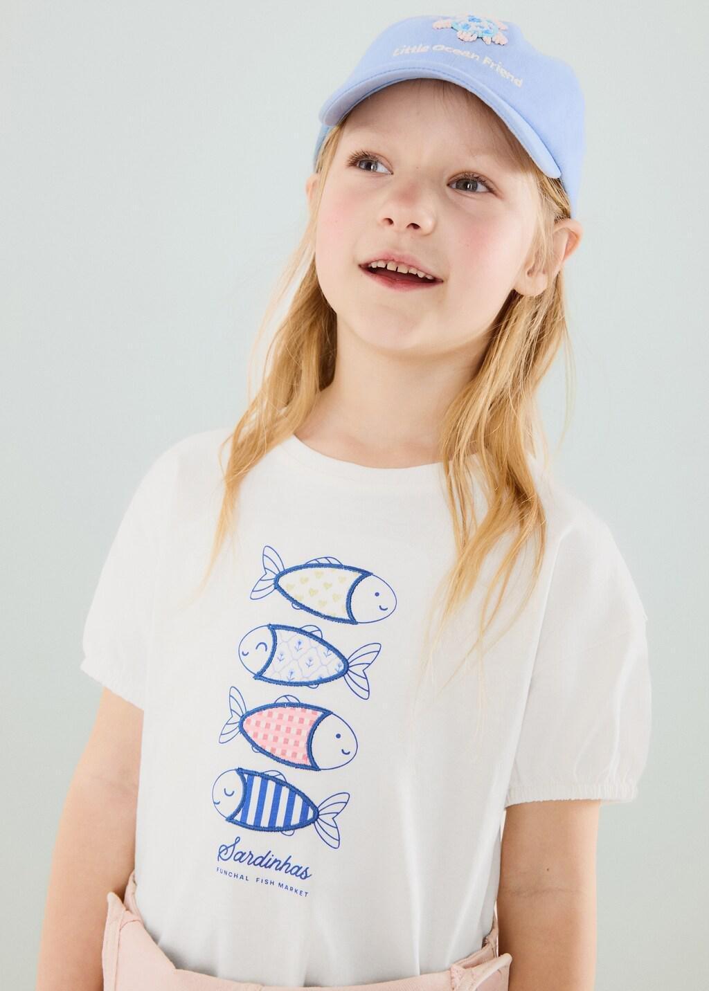 White Printed Cotton-Blend T-Shirt, Baby Girls, Natural White, large image number 0