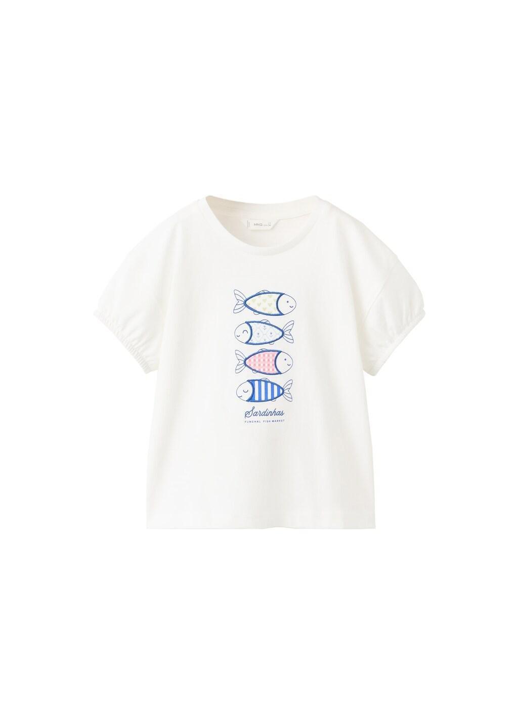 White Printed Cotton-Blend T-Shirt, Baby Girls, Natural White, large image number 4