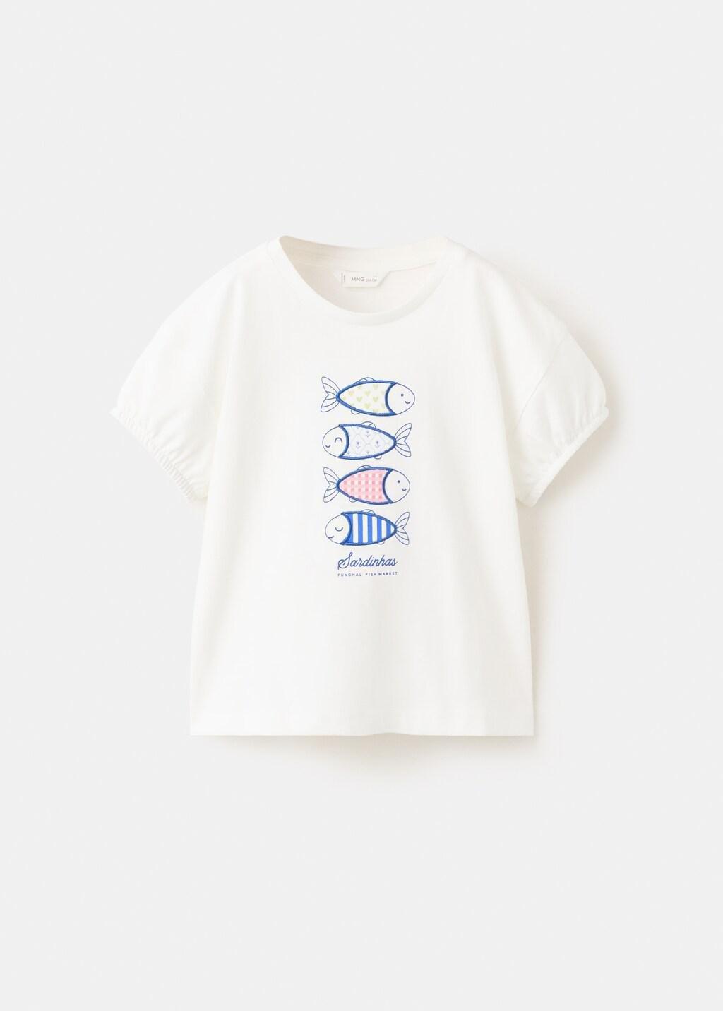 White Printed Cotton-Blend T-Shirt, Baby Girls, Natural White, large image number 5