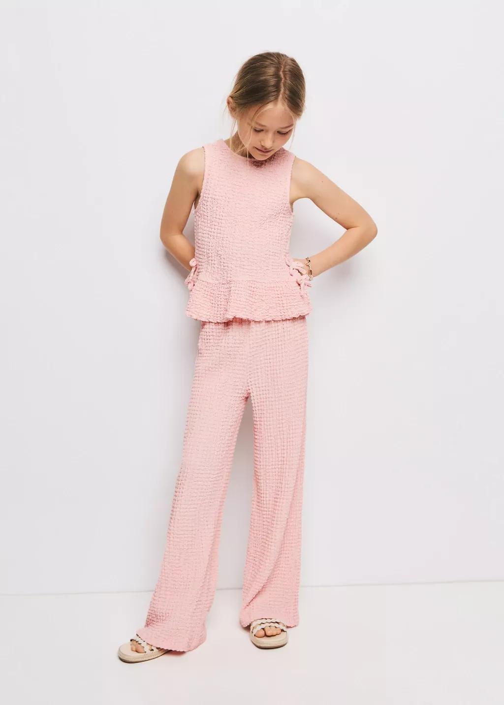 Pink Ruffled Top With Bows, Kids Girl, Pink, large image number 0