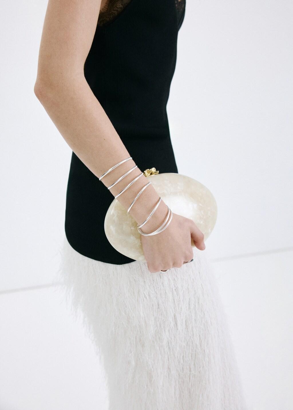 Beige Pearl-Effect Clutch Bag, 0201_04, large image number 2