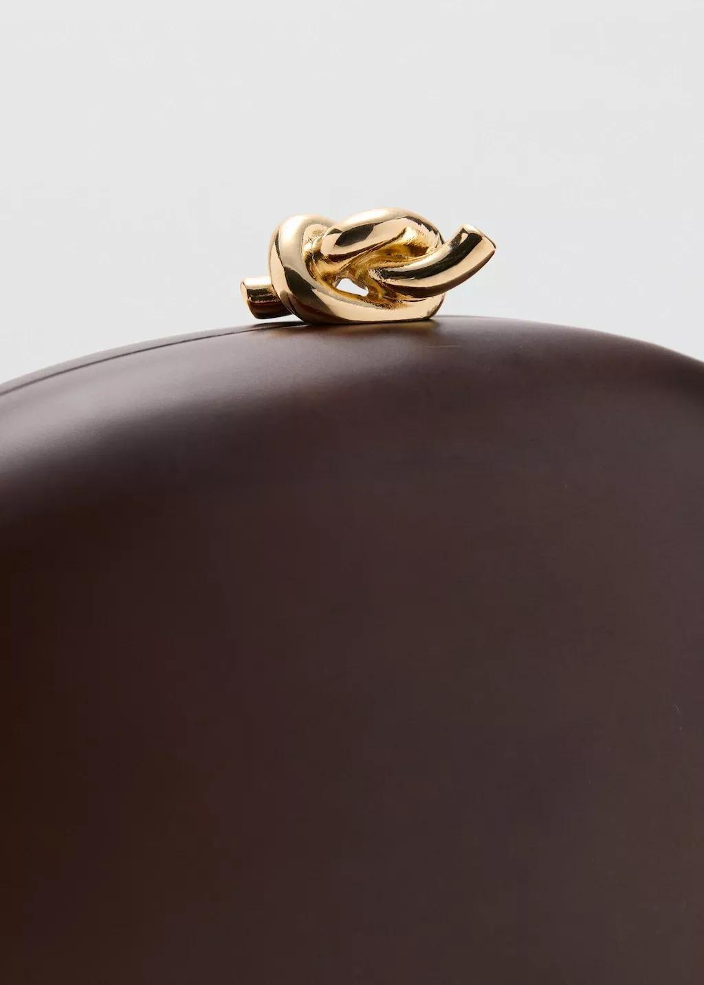 Brown Oval Clutch Bag, Brown, large image number 2