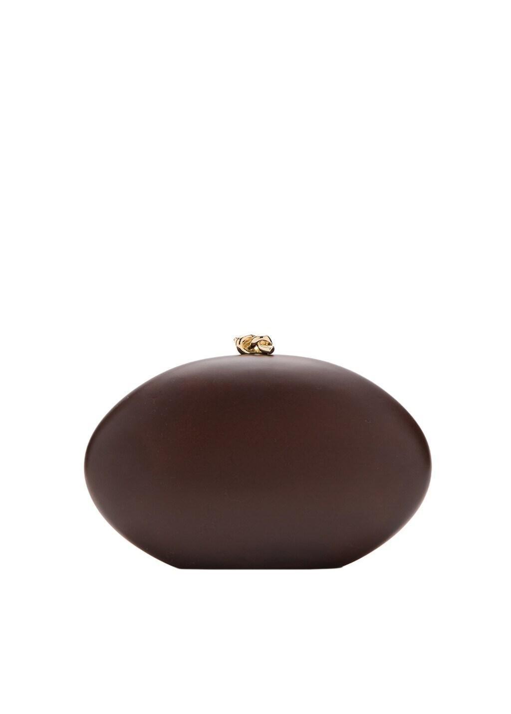 Brown Oval Clutch Bag, Brown, large image number 3