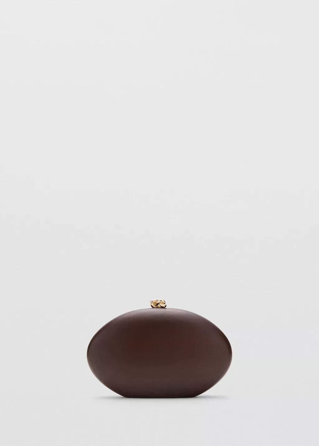 Brown Oval Clutch Bag, Brown, large image number 4