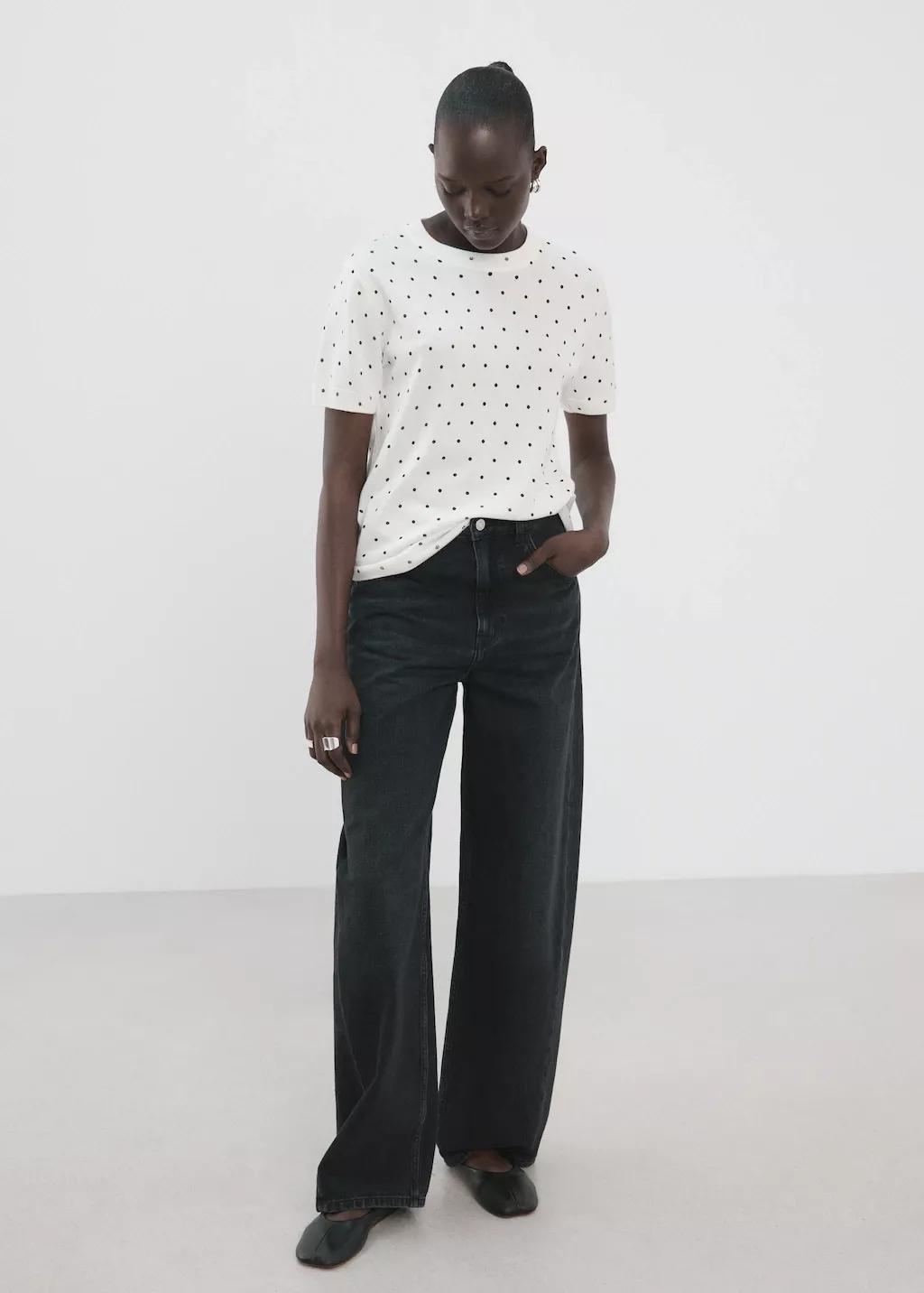 White Polka-Dot Knitted Sweater, Natural White, large image number 0
