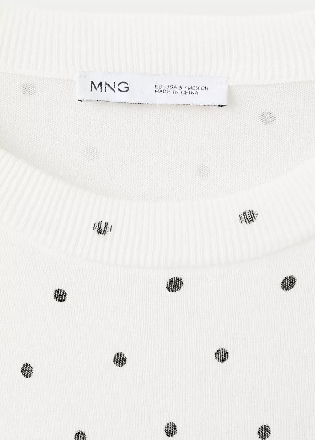White Polka-Dot Knitted Sweater, Natural White, large image number 1