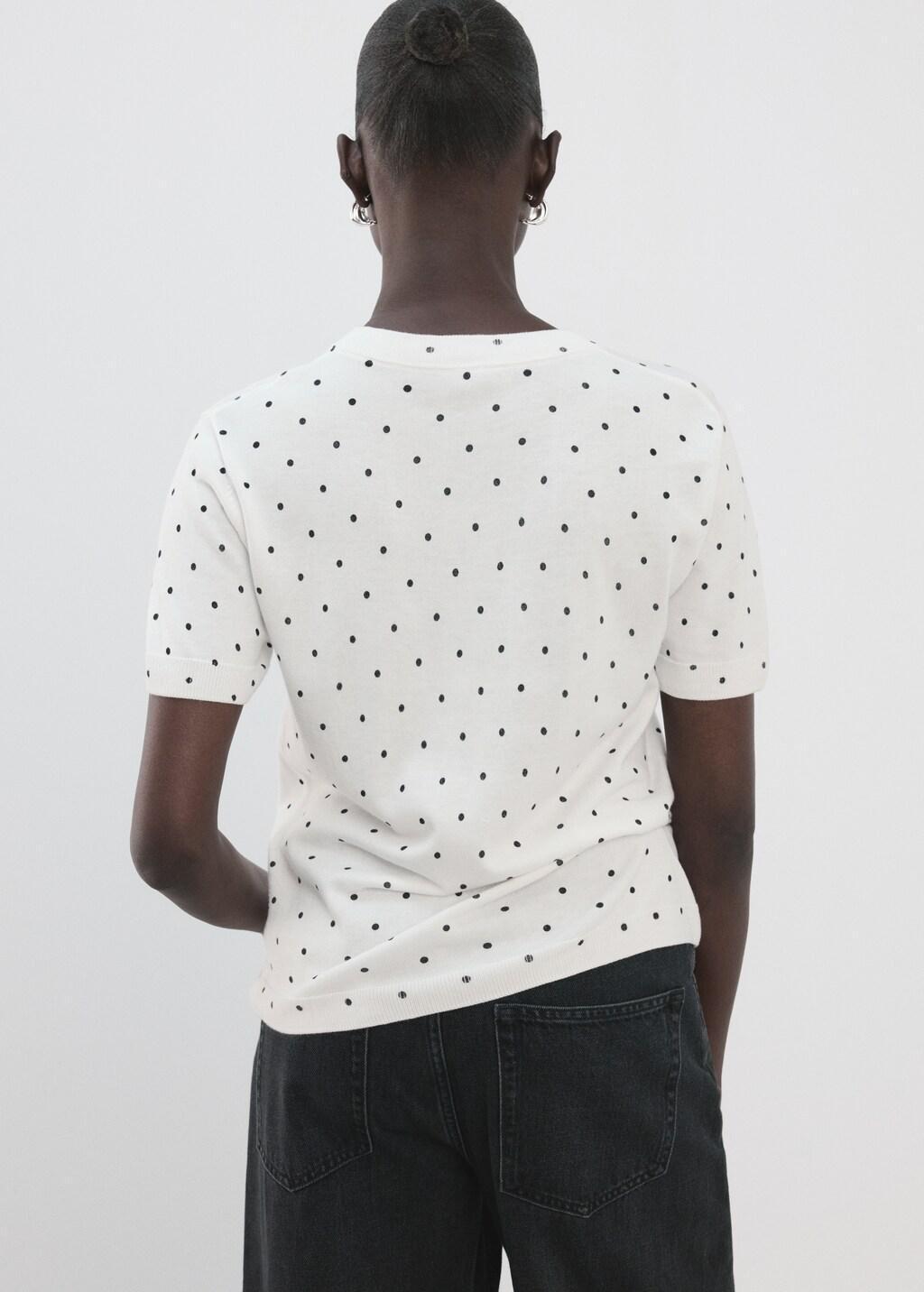 White Polka-Dot Knitted Sweater, Natural White, large image number 2