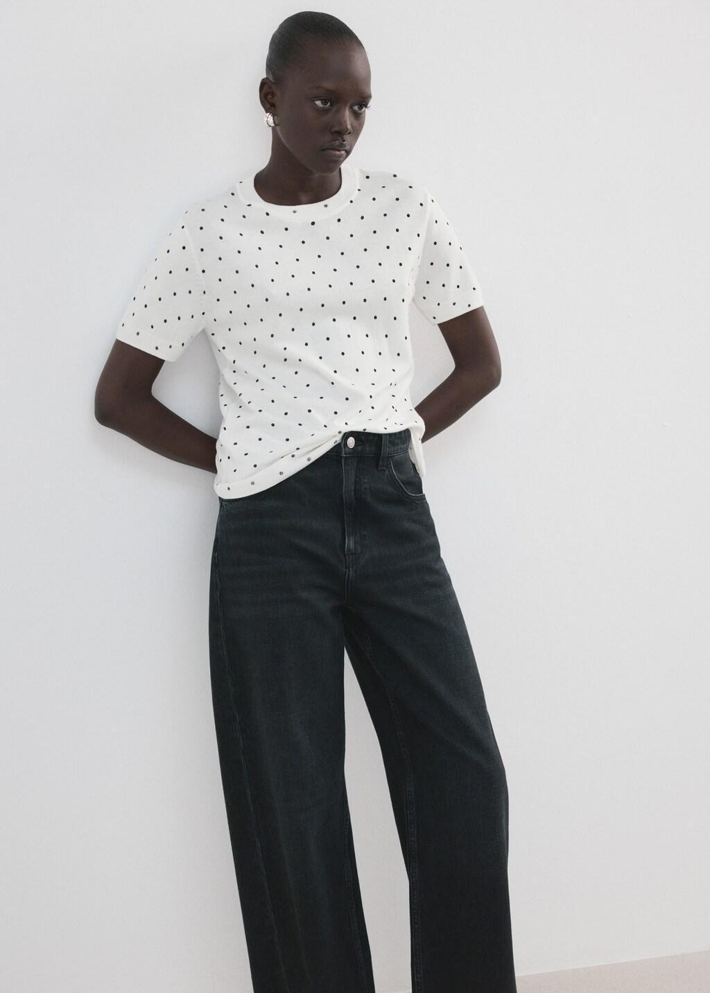 White Polka-Dot Knitted Sweater, Natural White, large image number 3