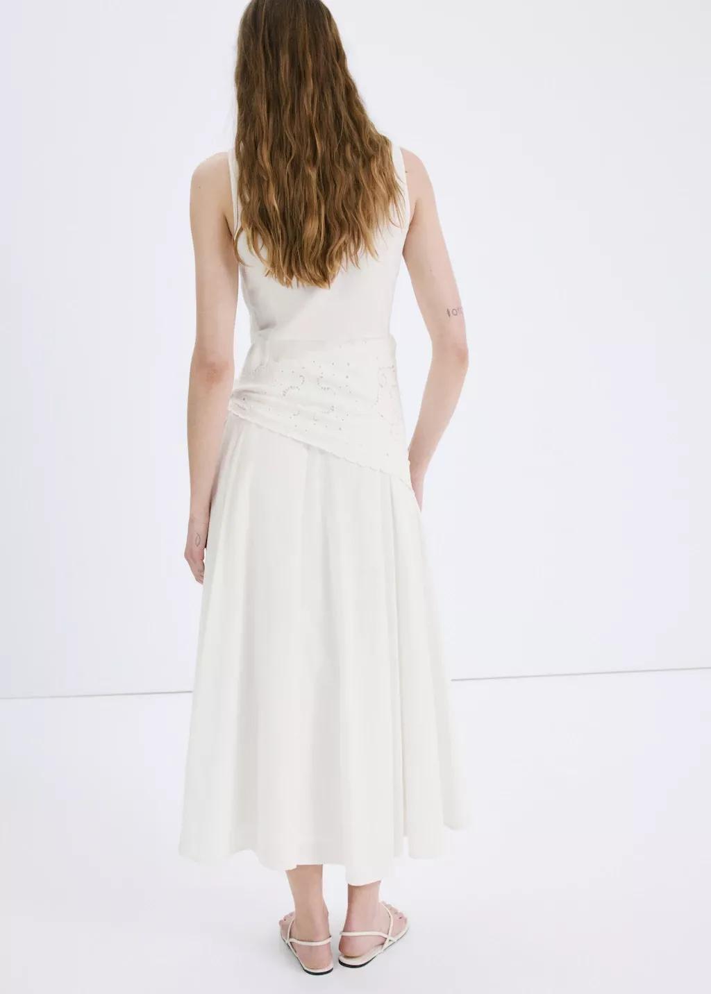 Beige Handkerchief A-Line Dress, Light Beige, large image number 2