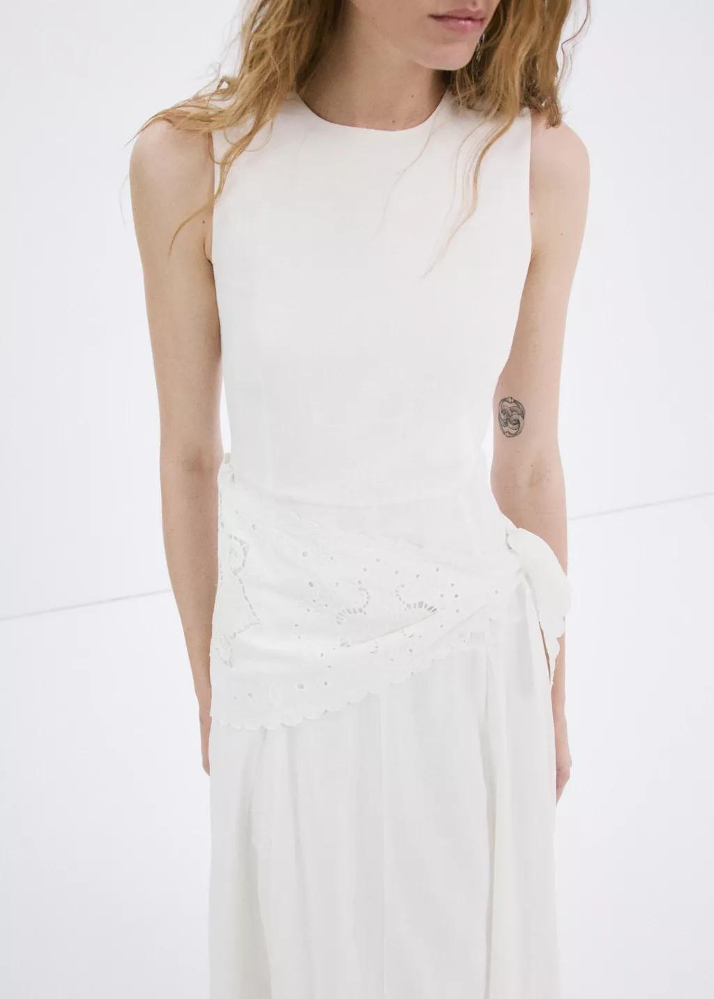 Beige Handkerchief A-Line Dress, Light Beige, large image number 7
