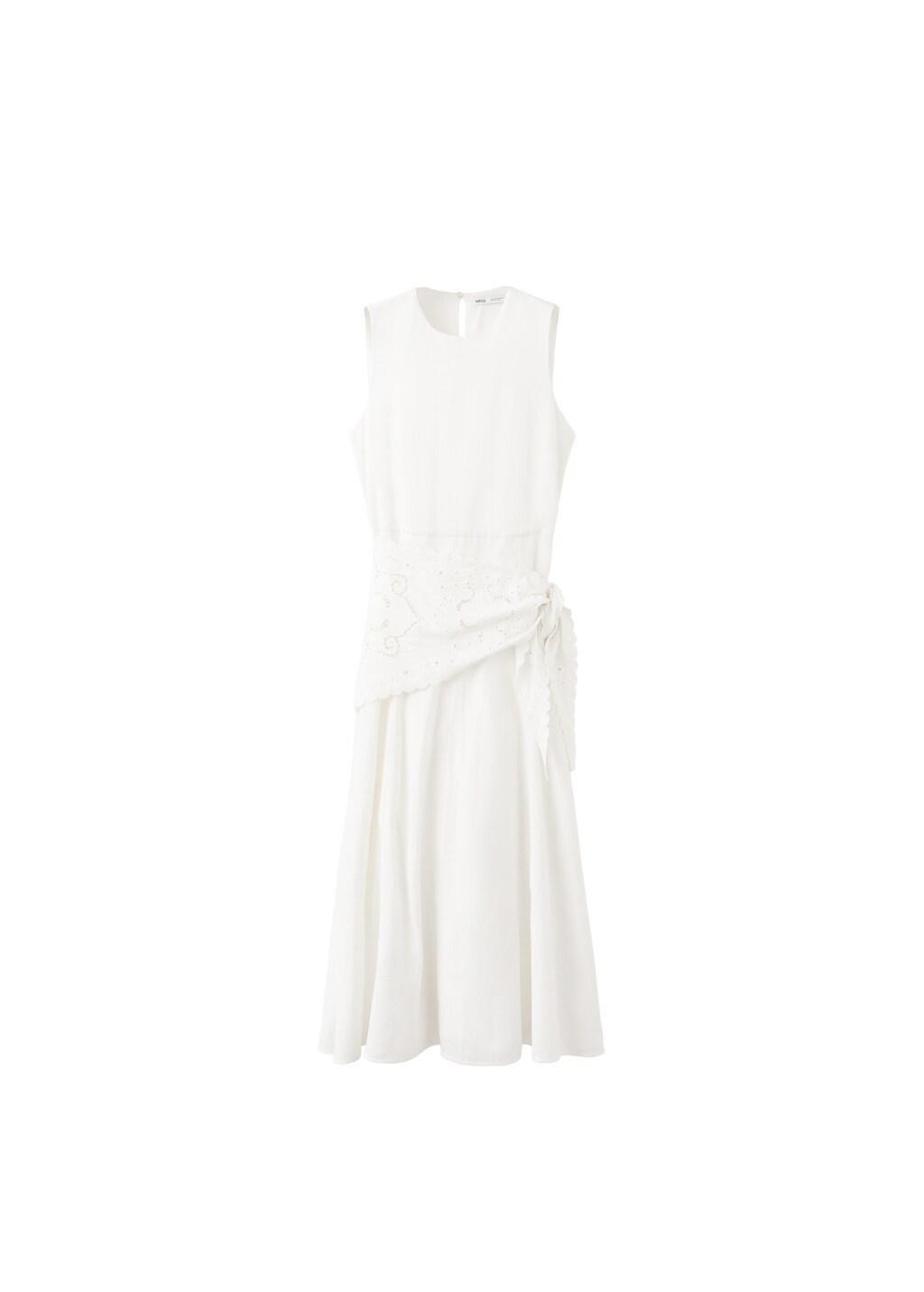 Beige Handkerchief A-Line Dress, Light Beige, large image number 8
