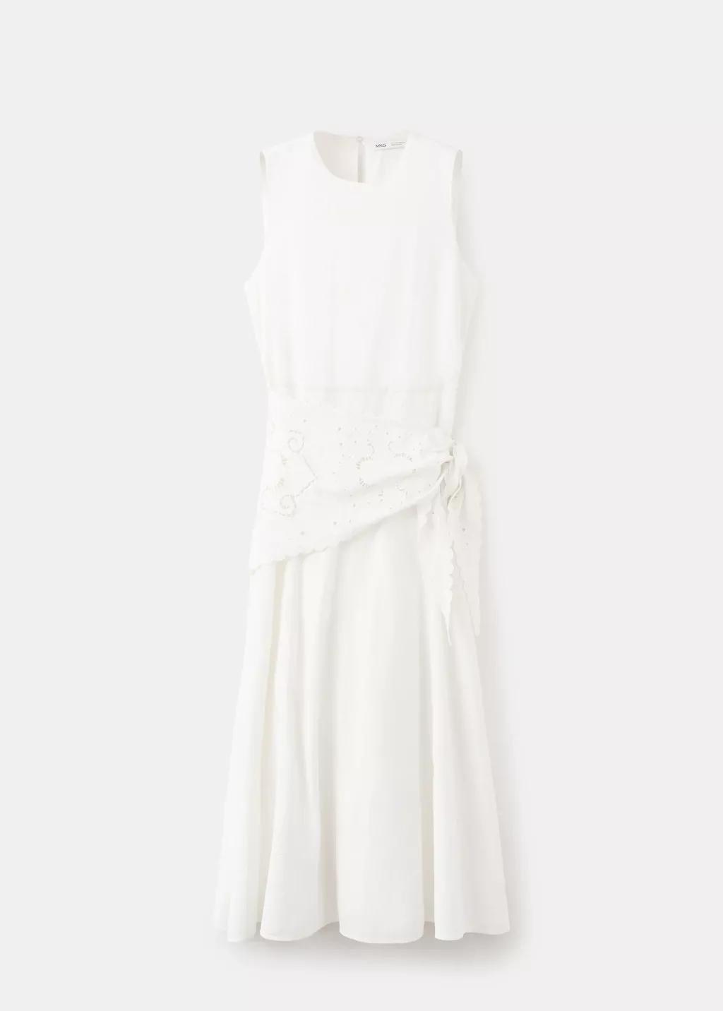 Beige Handkerchief A-Line Dress, Light Beige, large image number 9