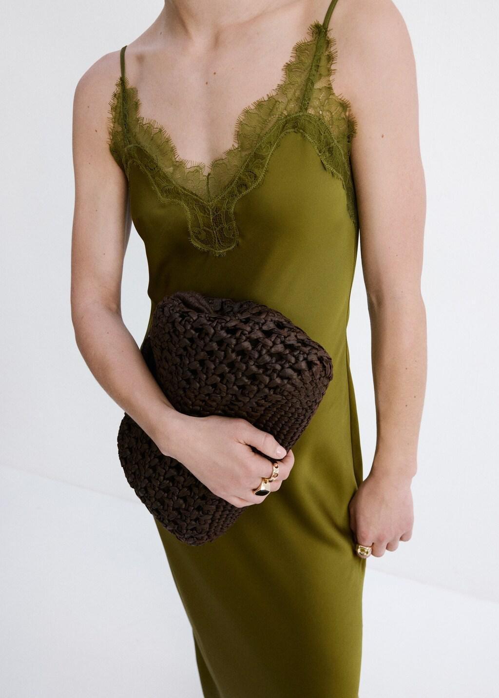 GREEN Satin camisole dress, 0201_43, large image number 5