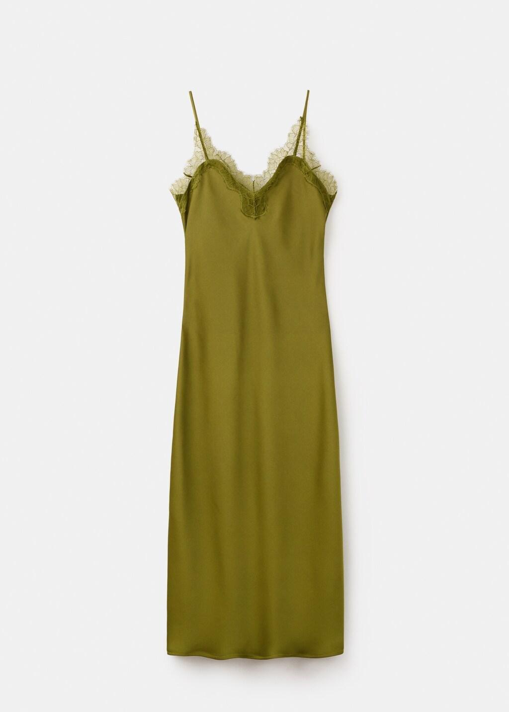 GREEN Satin camisole dress, 0201_43, large image number 7