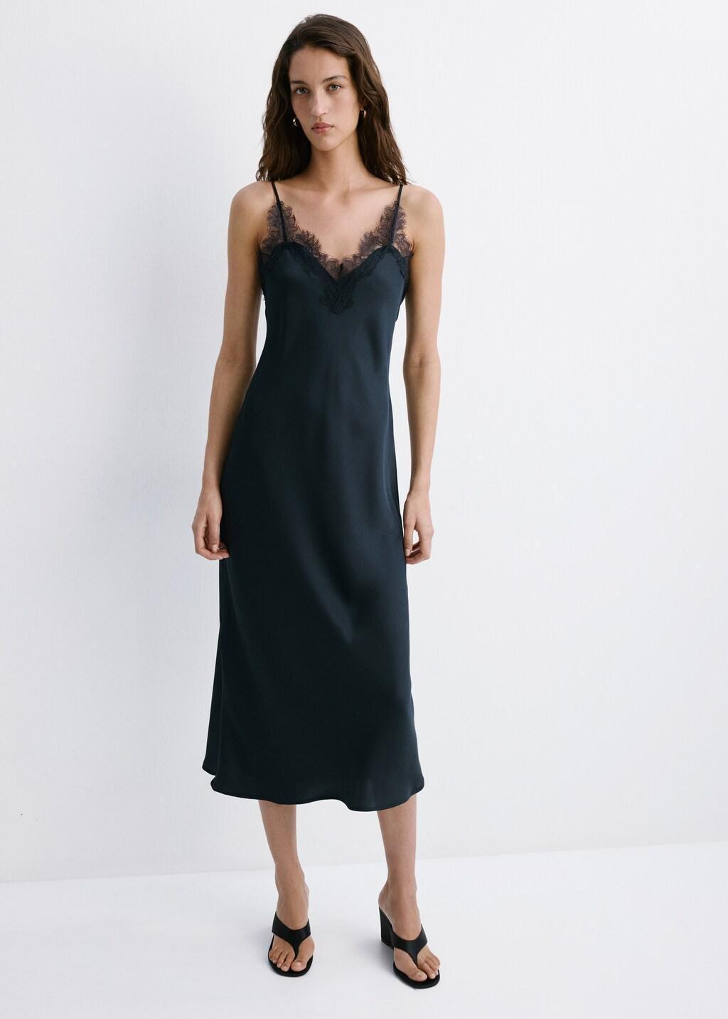 Navy Satin Camisole Dress, 0201_56, large image number 0