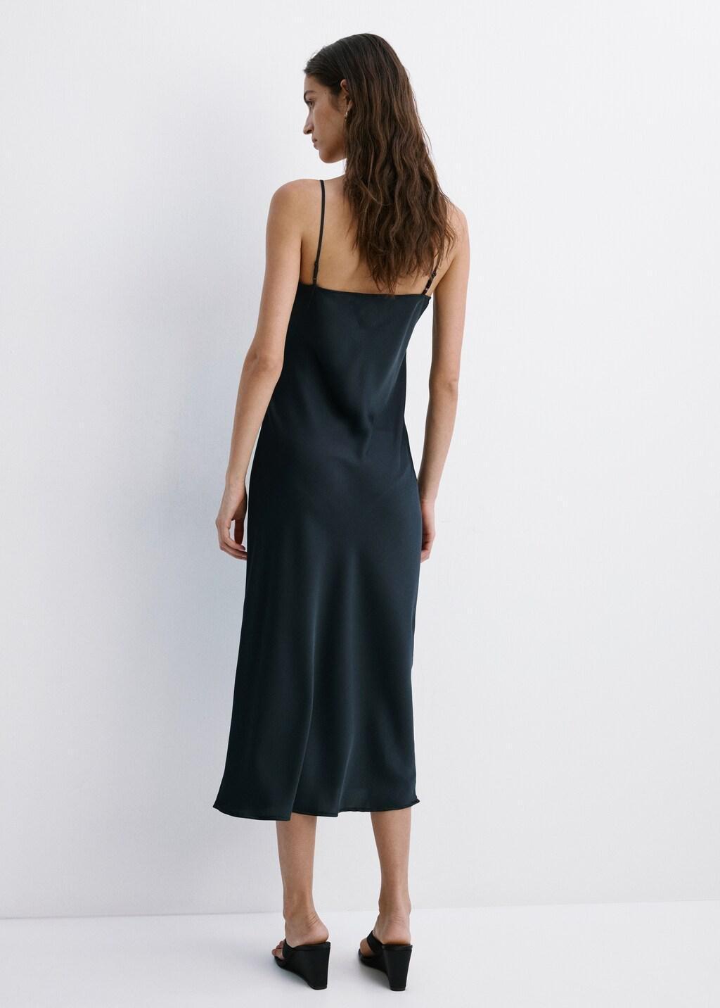 Navy Satin Camisole Dress, 0201_56, large image number 2