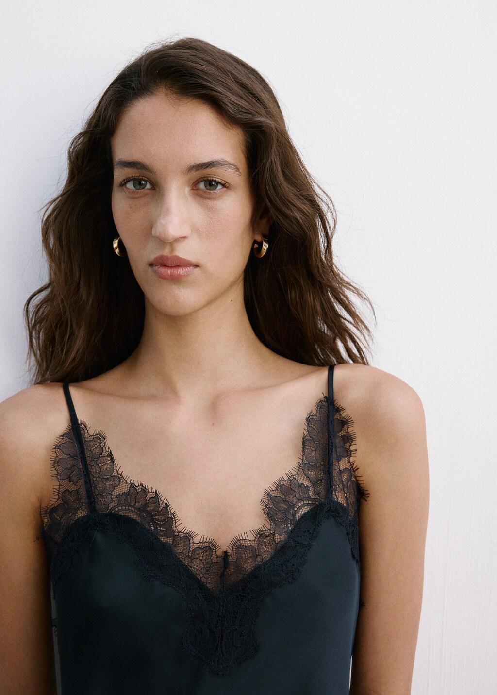 Navy Satin Camisole Dress, 0201_56, large image number 4