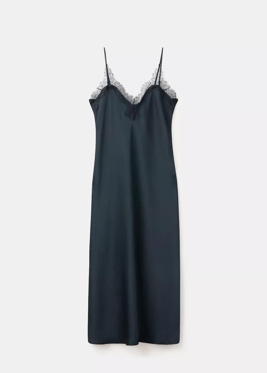 Navy Satin Camisole Dress, 0201_56, large image number 7