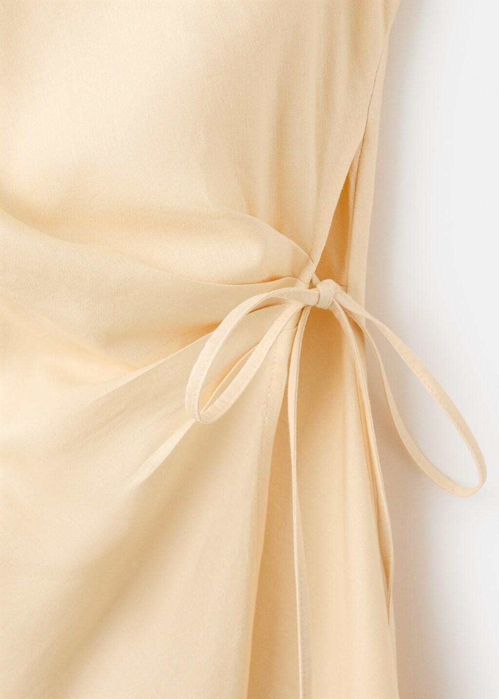 Cream Wrap Midi-Dress With Knot, 0201_10, large image number 5