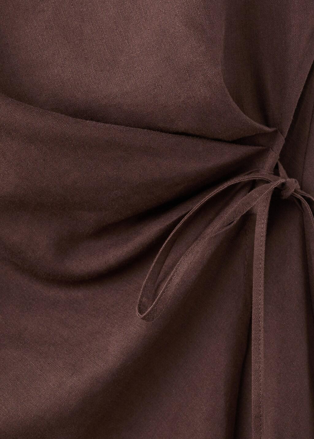DARK BROWN Crossed linen-blend dress, Dark Brown, large image number 1