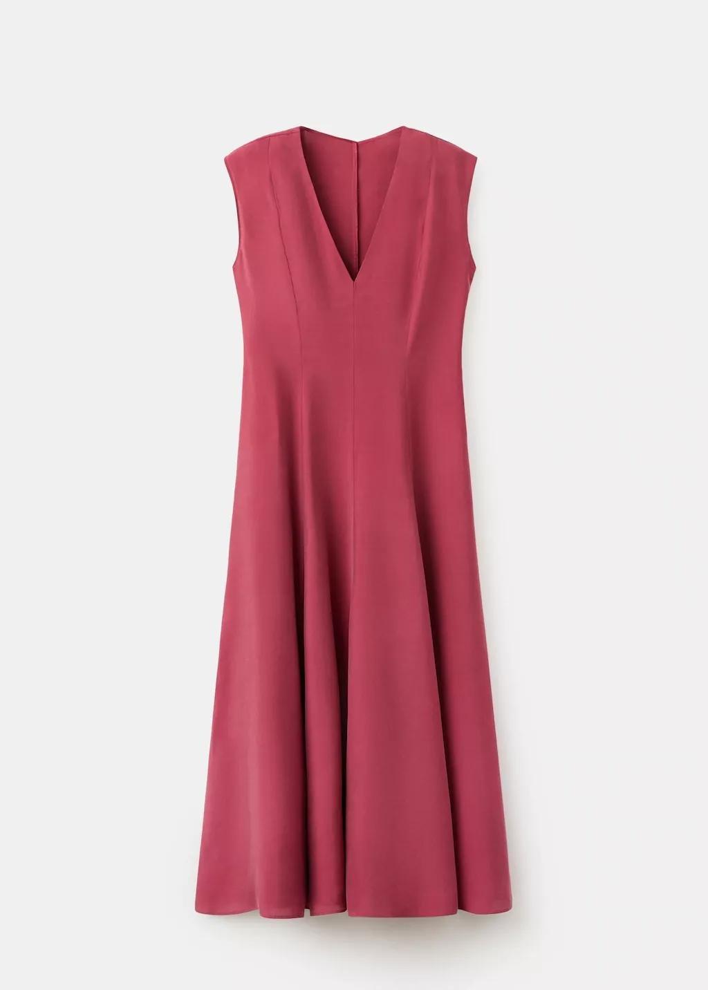 Orange Midi Dress With V-Neck, Medium Orange, large image number 7
