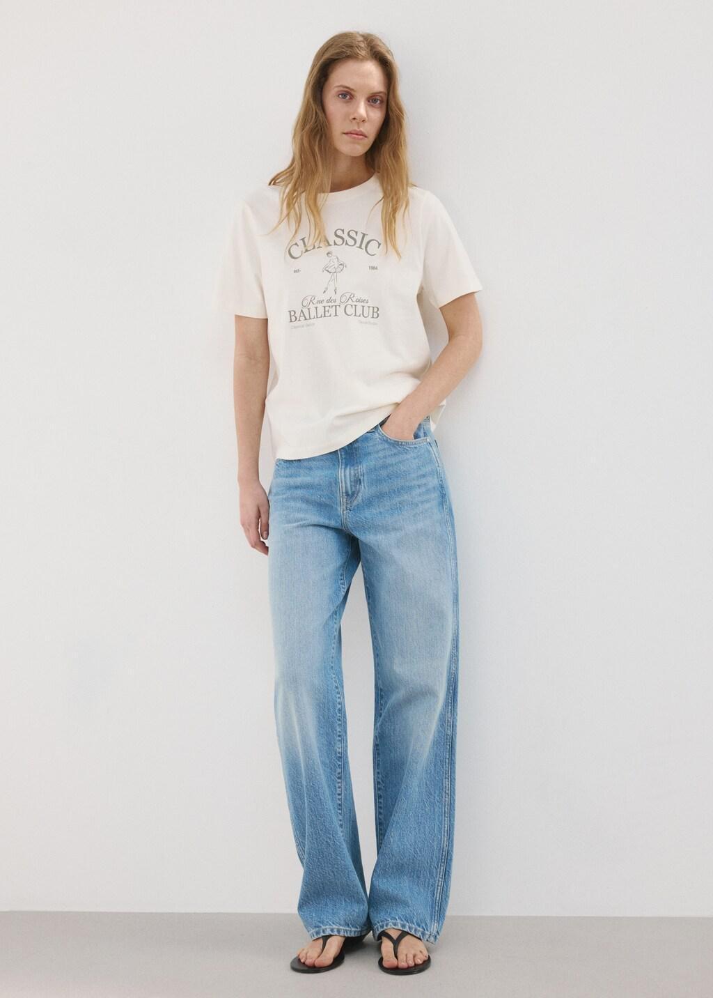 White Short-Sleeved Printed T-Shirt, Natural White, large image number 0