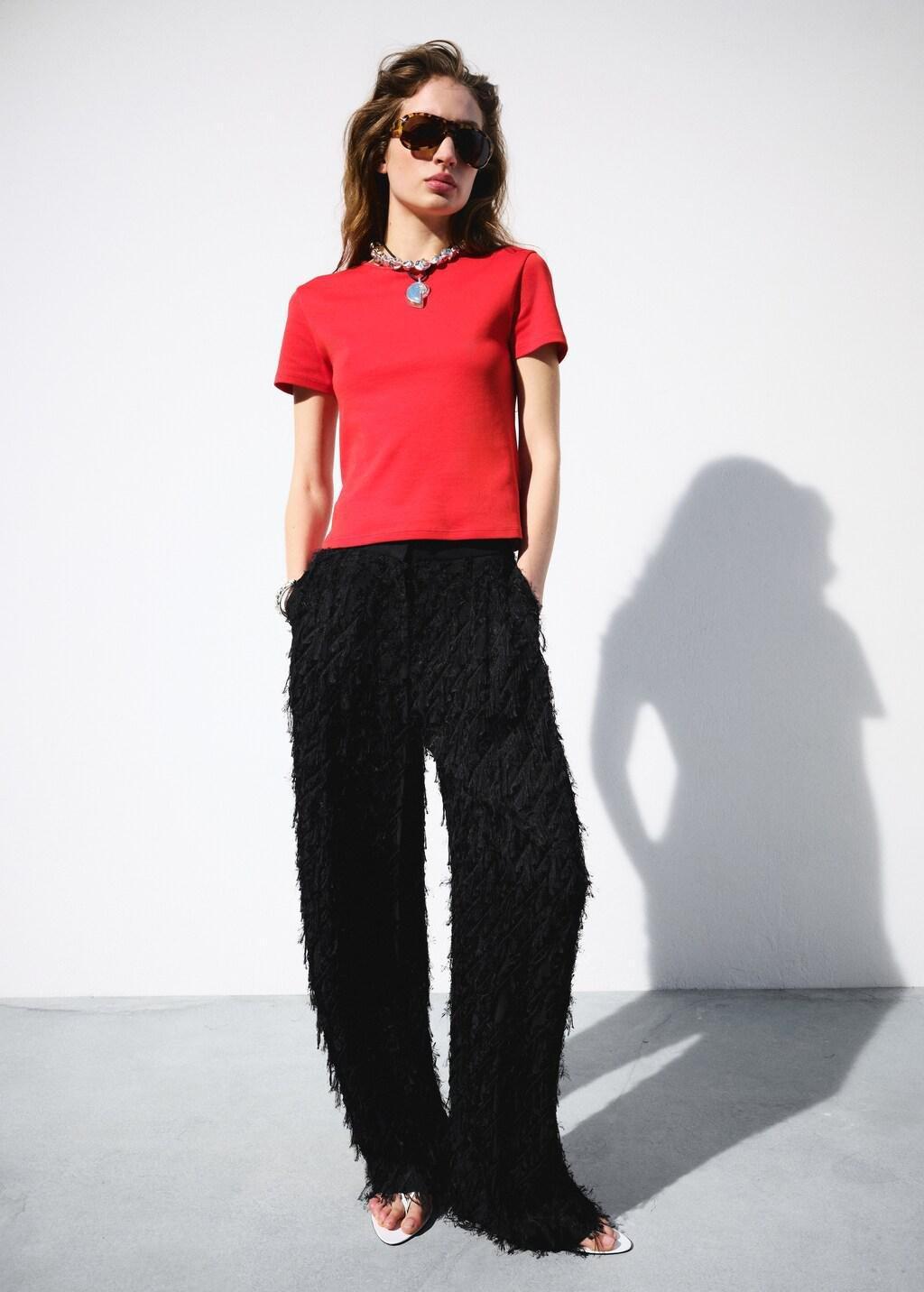 Red Short-Sleeved Cotton T-Shirt, 0201_70, large image number 0