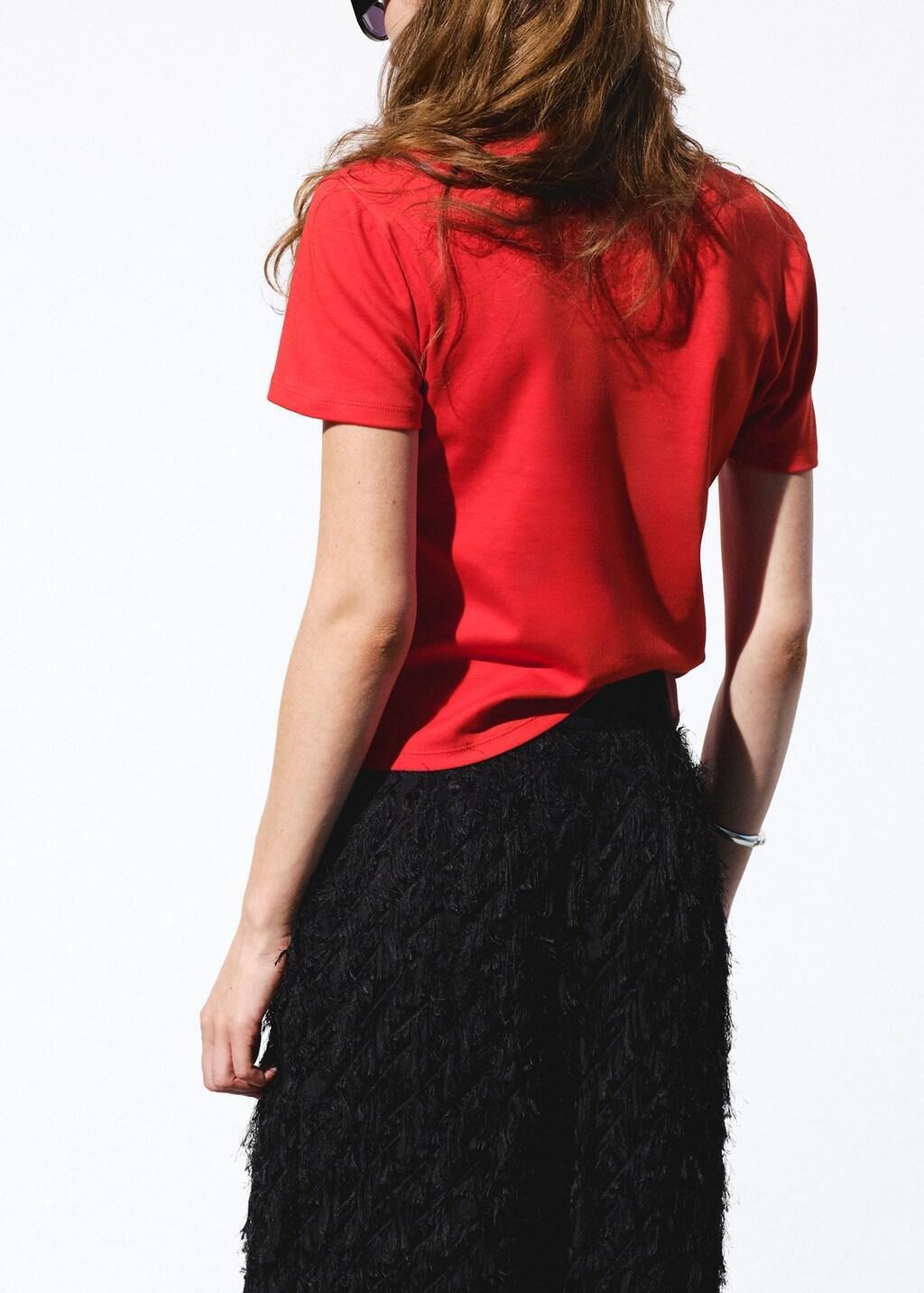 Red Short-Sleeved Cotton T-Shirt, 0201_70, large image number 2