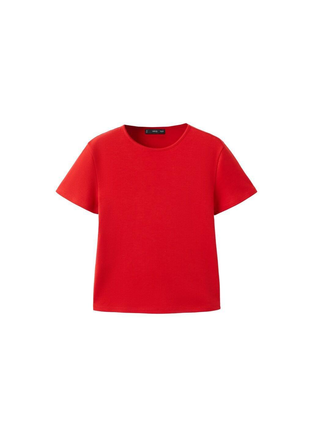 Red Short-Sleeved Cotton T-Shirt, 0201_70, large image number 6