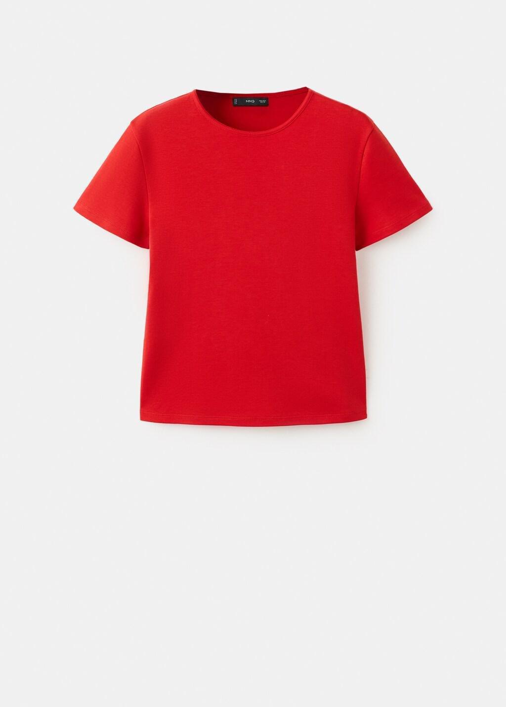 Red Short-Sleeved Cotton T-Shirt, 0201_70, large image number 7