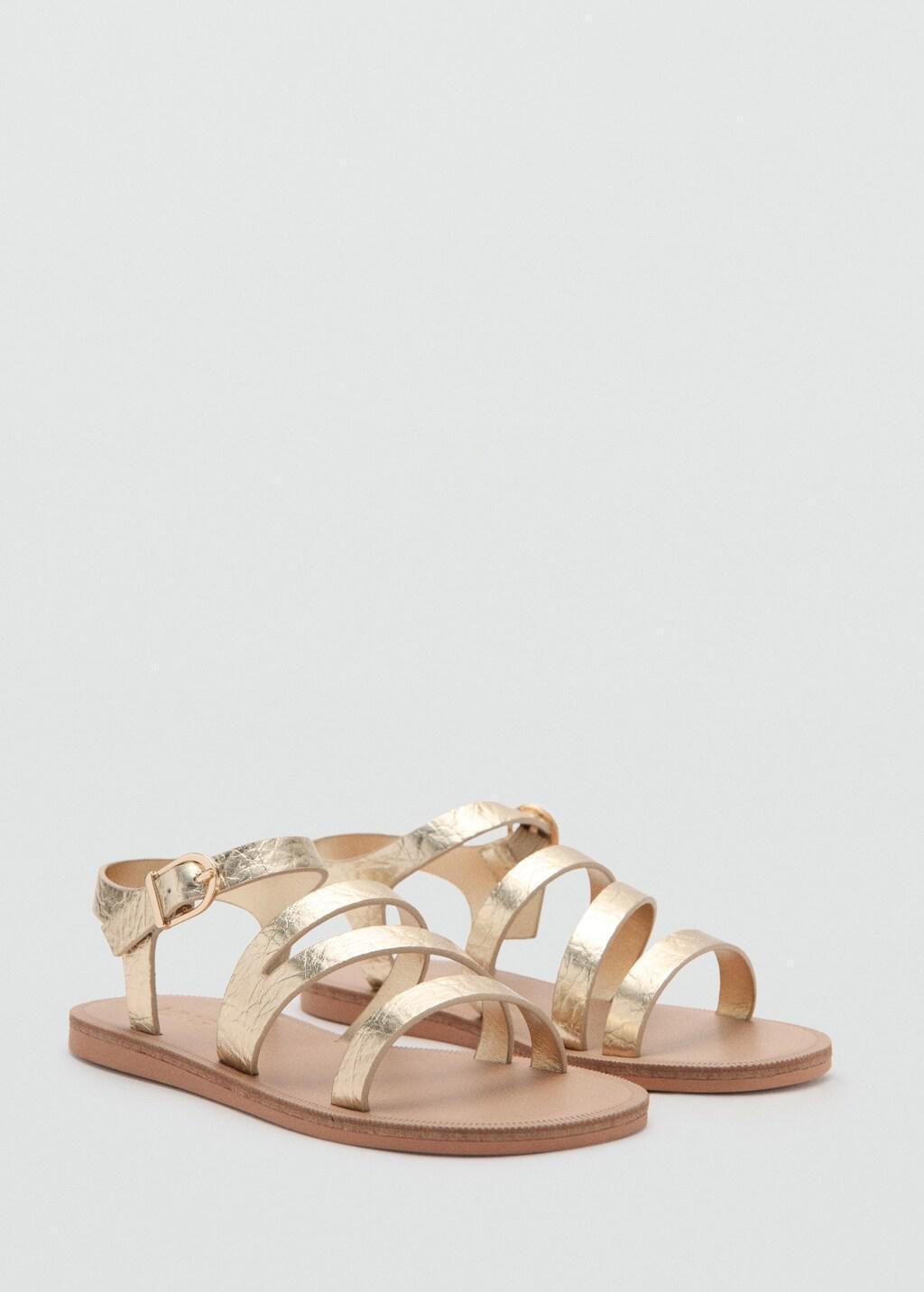 Gold Metallic Straps Sandals, Kids Girl, 0201_OR, large image number 0