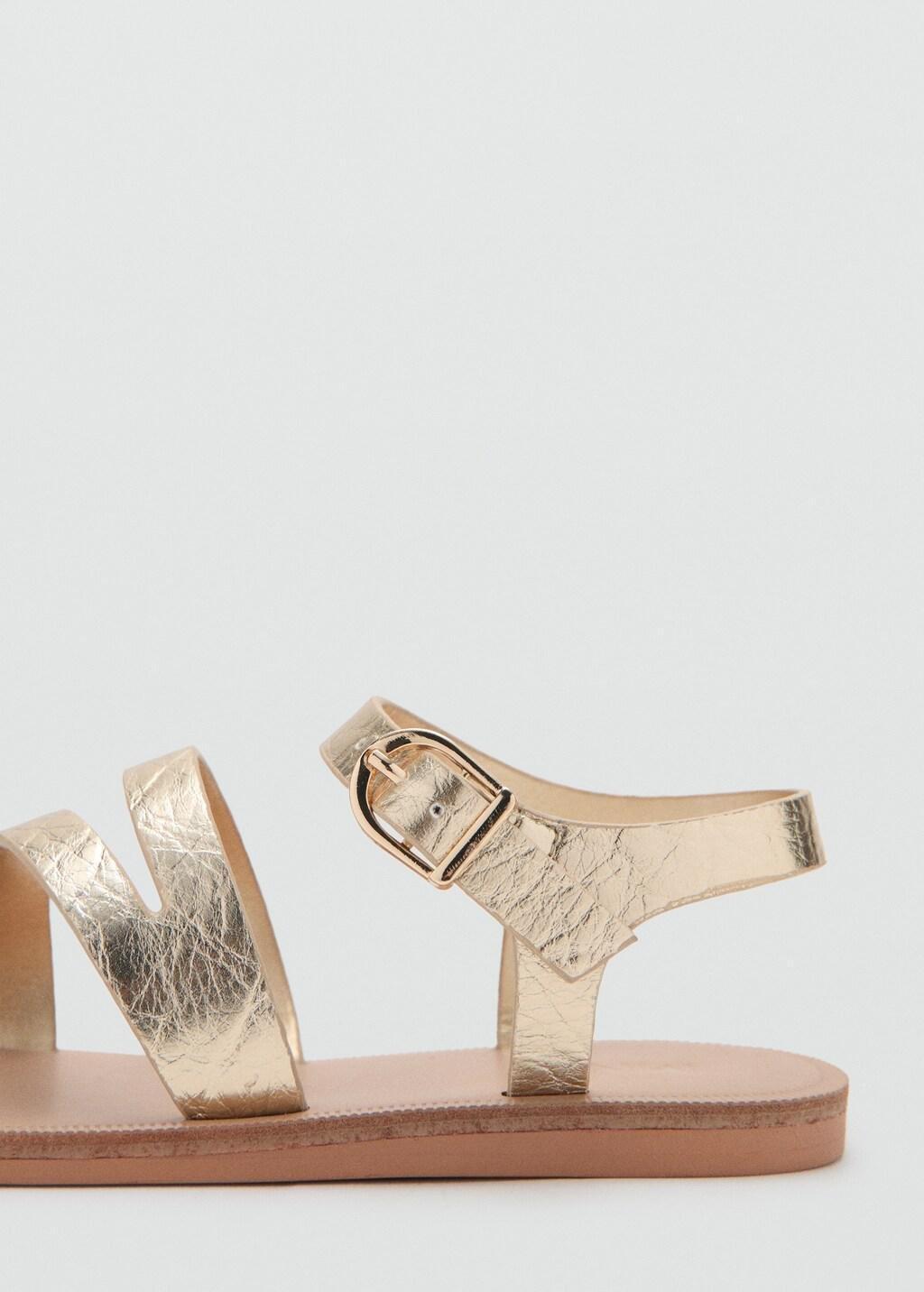 Gold Metallic Straps Sandals, Kids Girl, 0201_OR, large image number 1