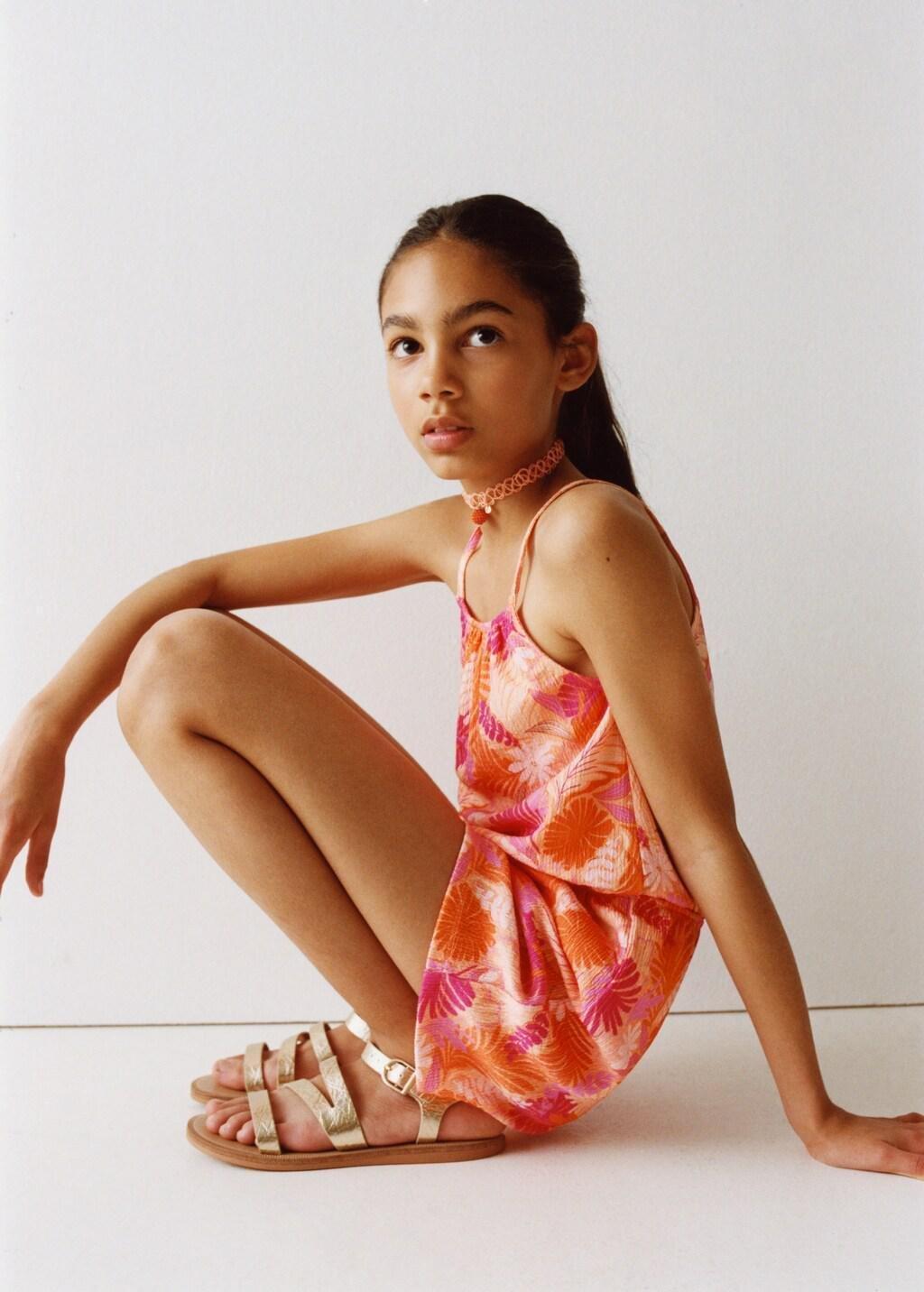 Gold Metallic Straps Sandals, Kids Girl, 0201_OR, large image number 2