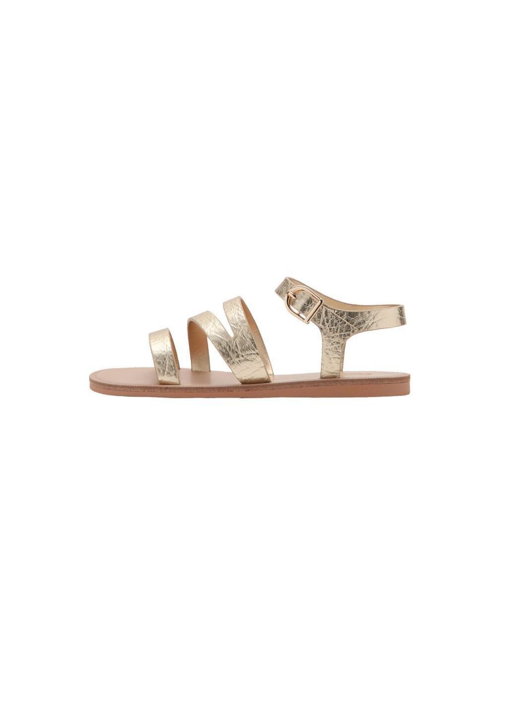 Gold Metallic Straps Sandals, Kids Girl, 0201_OR, large image number 3