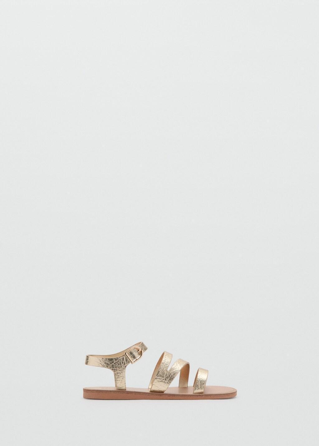Gold Metallic Straps Sandals, Kids Girl, 0201_OR, large image number 4