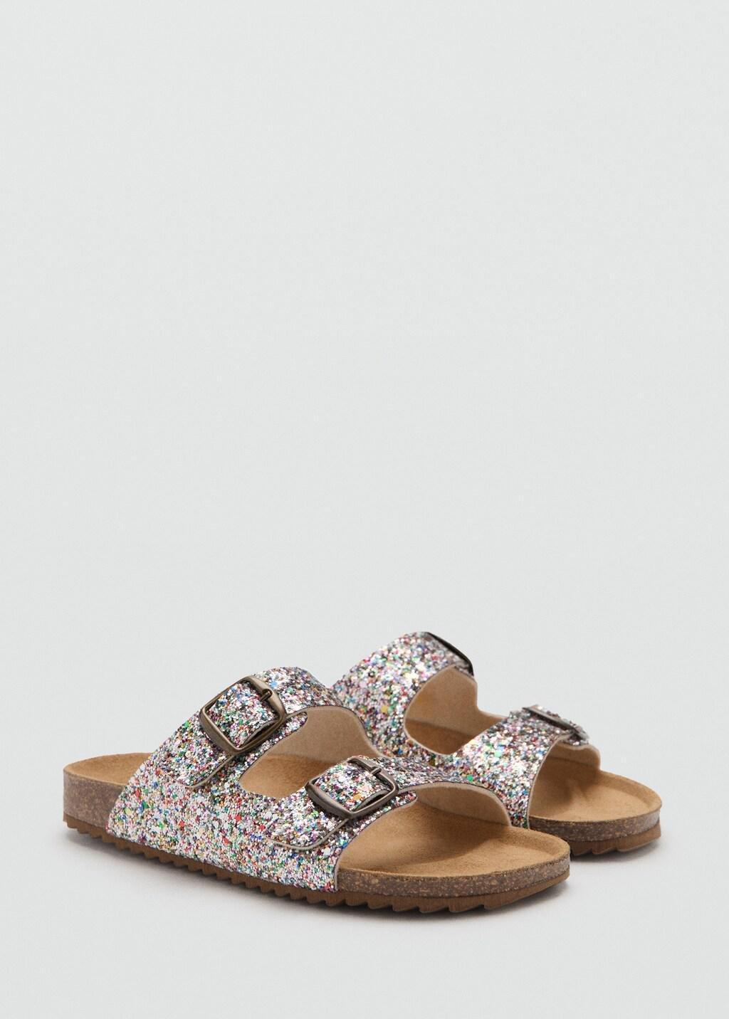 Purple Lt Pastel Glitter Buckle Sandals, Kids Girl, 0201_68, large image number 0