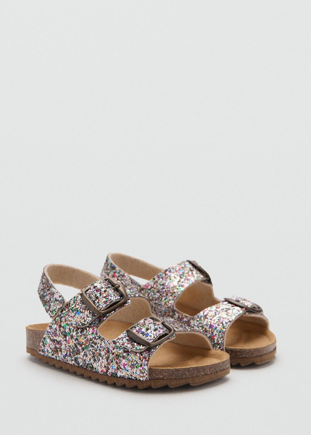 Purple Lt Pastel Glitter Buckle Sandals, Baby Girl, 0201_68, large image number 1