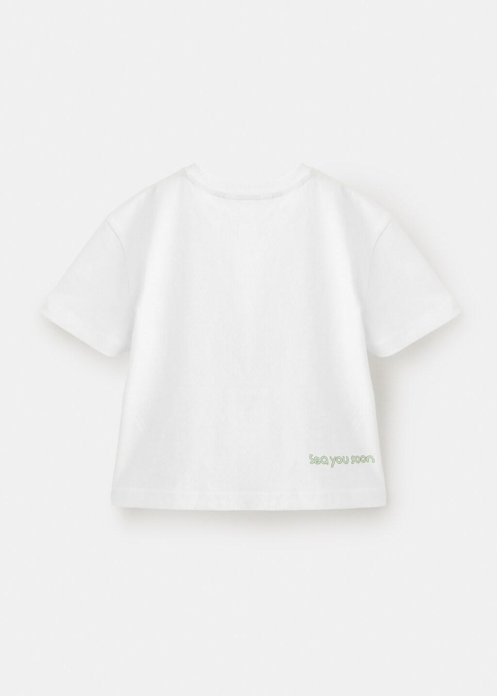 White Pineapple Printed Cotton T-Shirt, Baby Boy, White, large image number 2